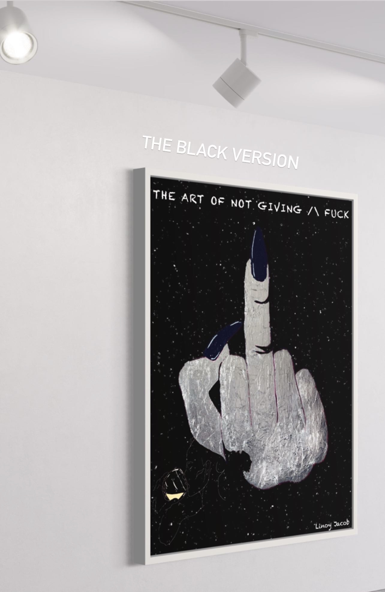 Black Edition wall art by Linoy Jacob – contemporary black abstract painting in gallery-style display